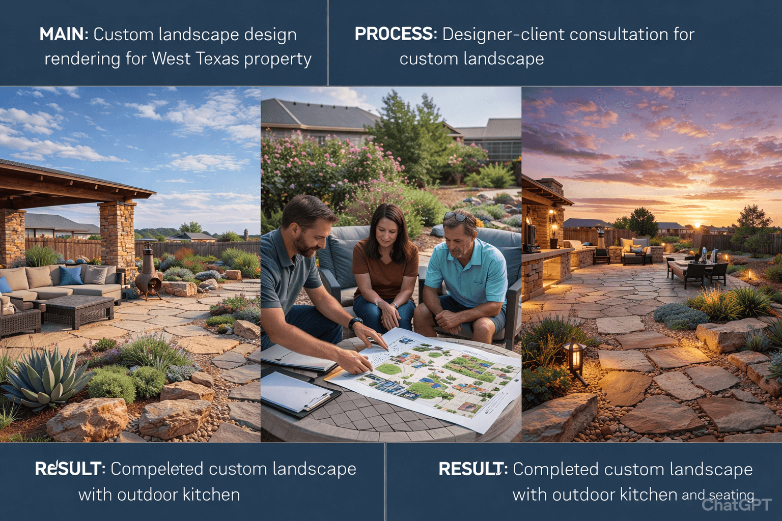 Custom Landscape Design in West Texas | Buried Stone Rock Yard