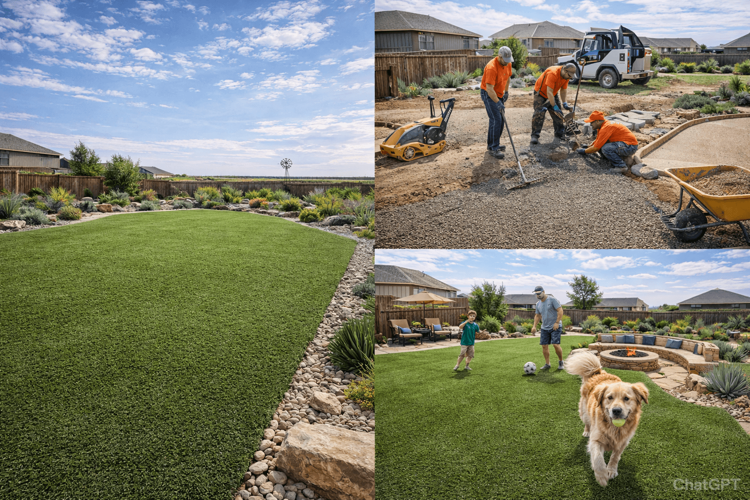 Artificial Turf Installation in West Texas | Buried Stone Rock Yard