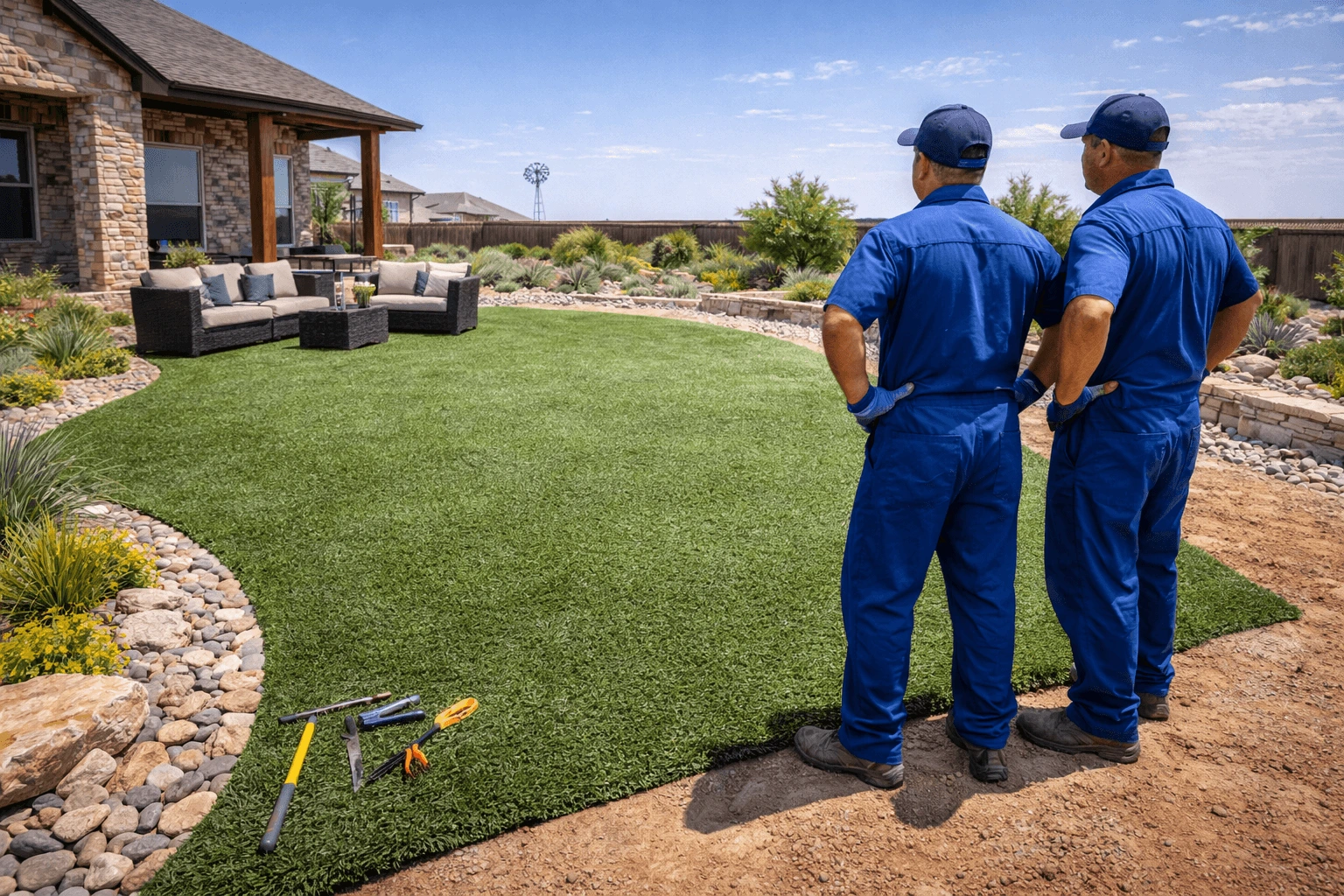 Best Synthetic Turf for Monahans Texas | Buried Stone Rock Yard